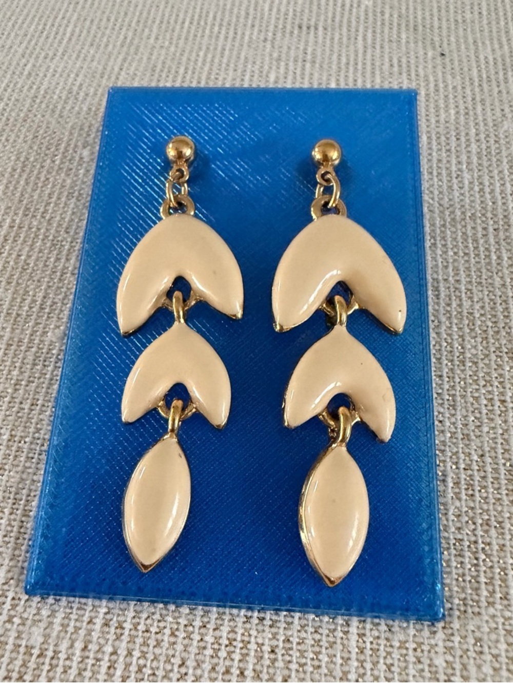 Napier Gold-Tone Cream Dangle Leaf Earrings